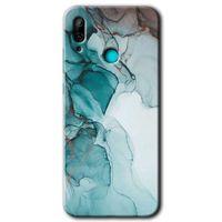 MRCİLETİSİM Huawei P smart 2019 Kılıf Baskılı Kapak - Buzul Mermer +Tam Ekran Koruyucu