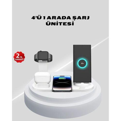 Kablosuz Şarj İstasyonu 4’ü 1 Arada İphone Watch Ve Airpods Uyumlu