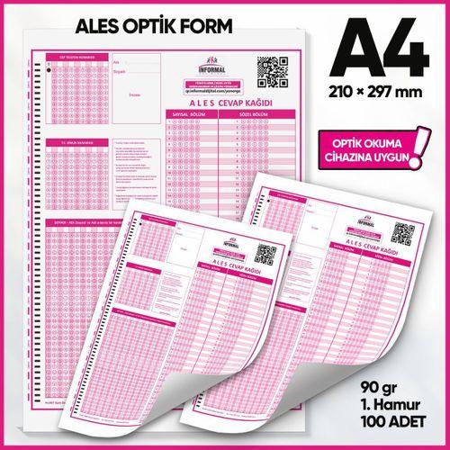 ALES Deneme Sınavları İçin 100 Adet (90 GR) Optik Form - Optik Okuma Uyumlu