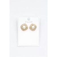 İncili Baget Taşlı Küpe - Altın