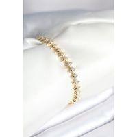 Pirinç Gold Renk Zirkon Taşlı Baklava Model Kadın Bileklik