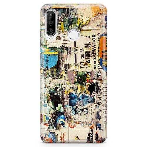 Huawei Nova 4e Kılıf Retro Gazete Arka Kapak Koruma Desenli Full Koruyucu