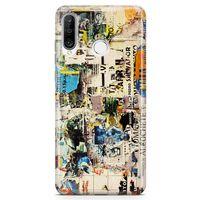 Huawei Nova 4e Kılıf Retro Gazete Arka Kapak Koruma Desenli Full Koruyucu