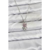 316L Çelik Zincir Gümüş Renk Teddy Bear Model Zirkon Taşlı Kadın Kolye