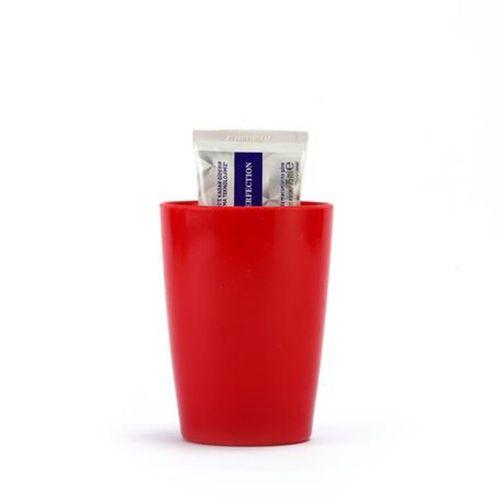 2 Adet Diş Fırçalık Ve  Macun Kabi Kırmızı Melamin 8X8X11Cm 400Ml Banyo Seti