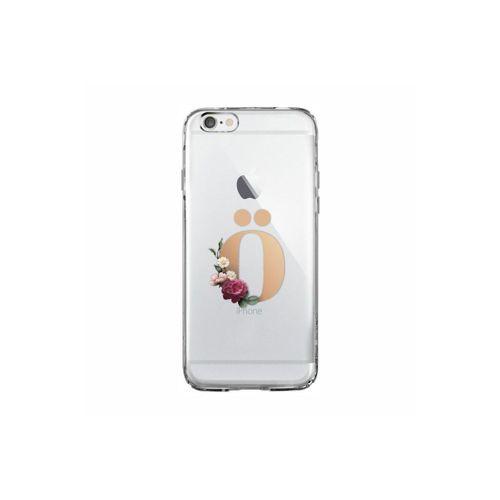 iPhone 6 / 6s Şeffaf Kılıf Gold Renkli Çiçekli Ö Harfli Desenli