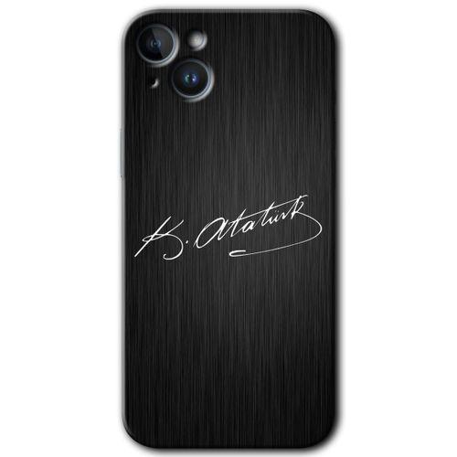 Potkal Hediye Fabrikası iPhone 14 Plus Kılıf HD Desen Baskılı Arka Kapak - İmza Atatürk