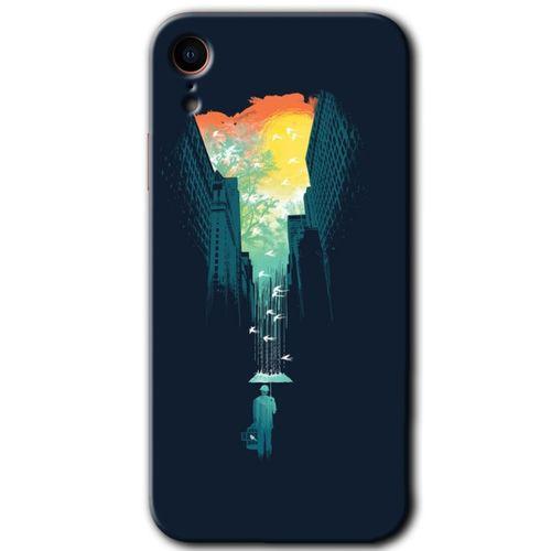 BeRa Aksesuar iPhone XR Kılıf Baskılı Kapak - City Bird Sky +Tam Kaplayan Mat Seramik