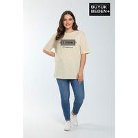 Süperlife Kadın Büyük Beden Los Angeles Baskılı 3xl-6xl Bisiklet Yaka Tshırt SPR26BTSK510-18