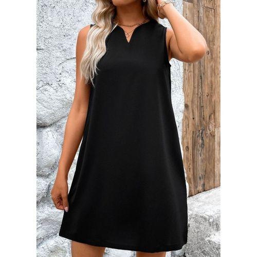 Kadın Askılı V Yakalı Geniş Kesim Detaylı Kısa Janjan Krep Elbise