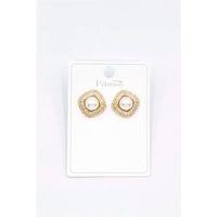 İncili Baget Taşlı Küpe - Altın