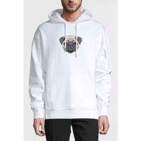 Dog Head Köpek Baskılı Beyaz Erkek Kapşonlu Sweatshirt