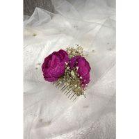 Şakayık Çiçekli Cipsolu Taraklı Saç Tokası