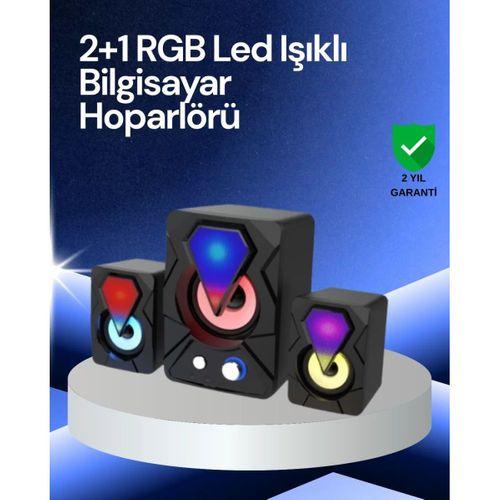 Rgb Led Işıklı 2.1 Usb Oyun Hoparlörü Derin Bas Ve Net Ses