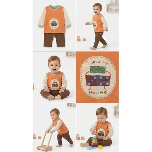 6/24 Ay Baskılı 2 Parça Bebek Takımı