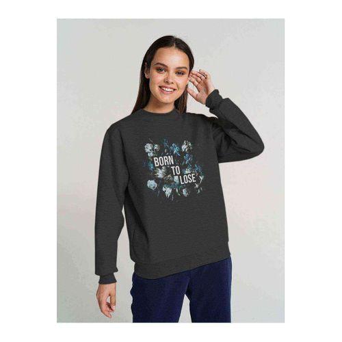 Born To Lose Baskılı Füme Antrasit Kadın Sweatshirt