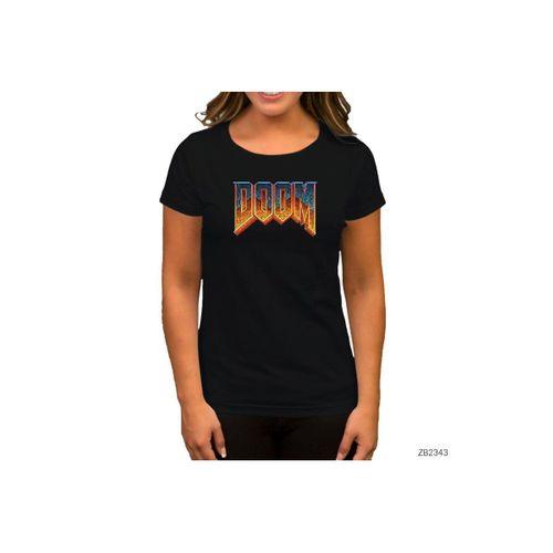 Doom Vintage Siyah Kadın Tişört