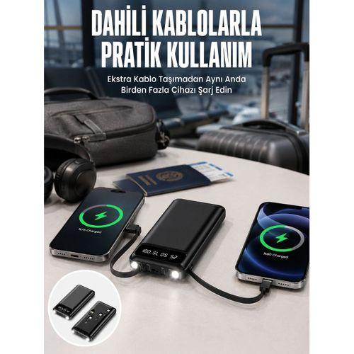 20 000 Mah Led Işıklı Lcd Ekran Usb Girişli Type-c Lightning Powerbank Yeni Nesil