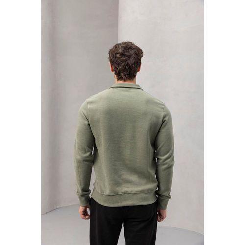 Lars Selanik Örme Kumaş Yarım Fermuar Erkek Sweatshirt - Haki