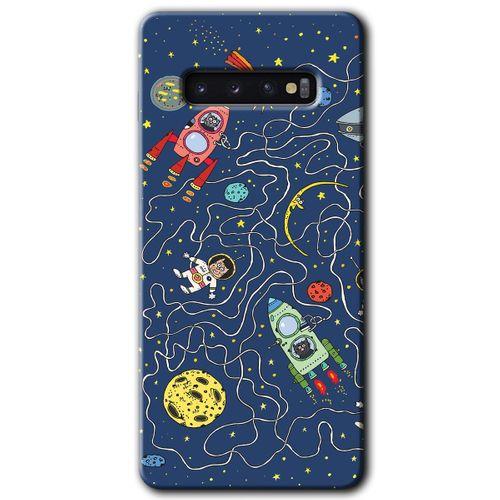 Potkal Hediye Fabrikası Samsung Galaxy S10 Kılıf HD Desen Baskılı Arka Kapak - Kedi Galaksi