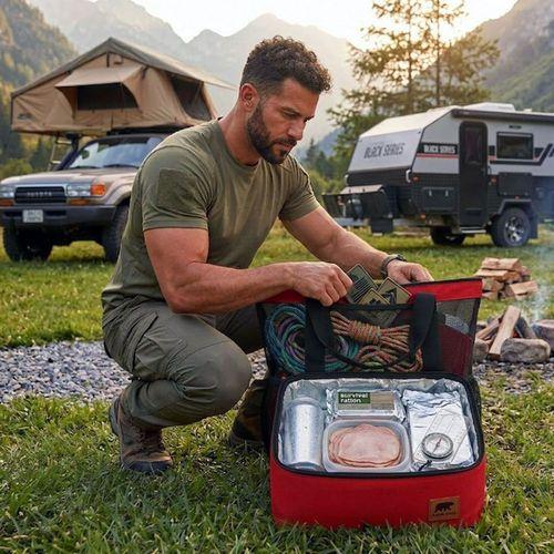 Kamp Ayısı® Thermo Bag - Sıcak/Soğuk Termal Korumalı Kamp, Piknik, Plaj Çantası 16+22= 38 Lt Kırmızı