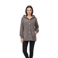 Kadın Kapüşonlu Spor Düğmeli Triko Sakallı Hırka BGL-ST05073