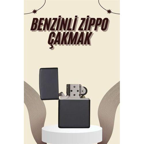 Çakmak Parlak Siyah Benzinli Çakmak Cep Boy Doldurulabilir