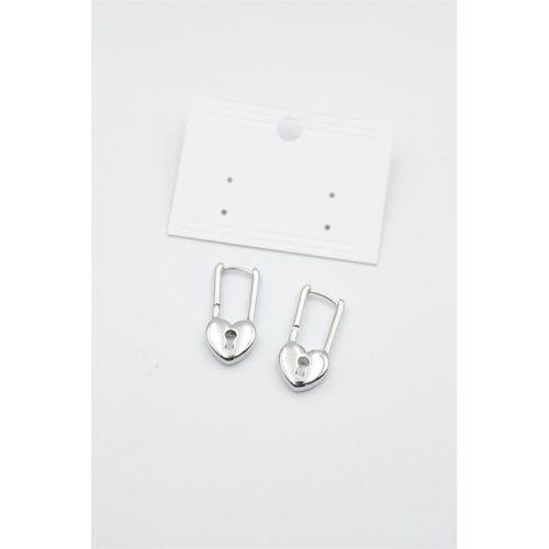 Kalp Kilit Küpe - Gümüş