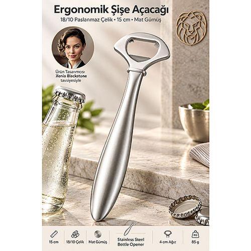 Şişe Açacağı 15 cm Mat Gümüş Ergonomik Gazoz Soda Meşrubat Açacak 18/10 304 Paslanmaz Çelik 723669