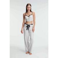 Fantezi Bralet Sütyen Pamuklu Puantiye Desenli Desteksiz Dantel Detaylı Pijama Takımı