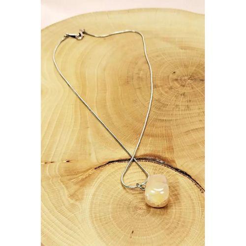 Kalsit Doğal Taşı Zincirli El Yapımı Kolye Uç: 1,5 cm Zincir: 20 cm Kutulu