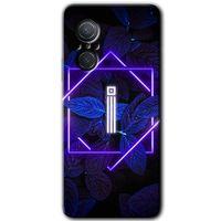 Huawei Nova 9 SE HD Baskılı Kılıf + 9D Tam Ekran Koruyucu - Dark Neon Yaprak İ Harfi