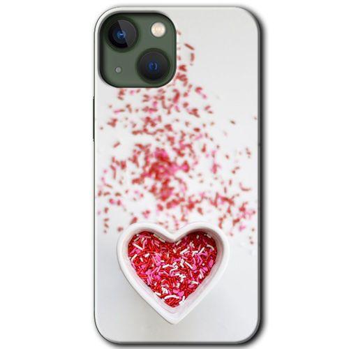 iPhone 13 Mini HD Baskılı Kılıf + 9D Tam Ekran Koruyucu - Kalpli Şekerleme