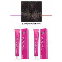 2 li Set Premium 5.0 Yoğun Açık Kahve - Kalıcı Krem Saç Boyası 2 X 50 g Tüp