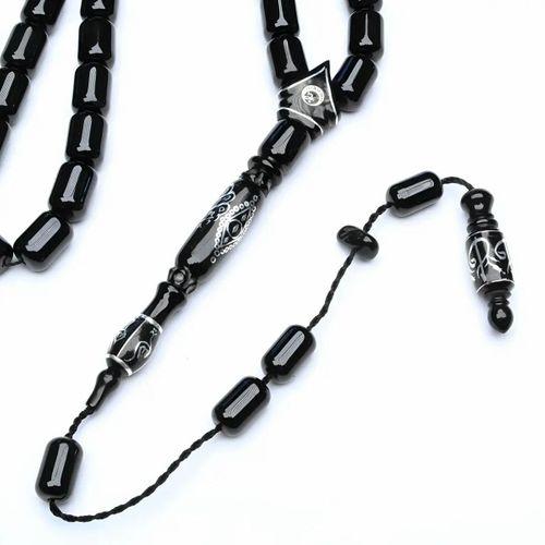 Oltu Taşı Nakkaş Oyma Kıl Testere Kesim Motif İmameli Tesbih