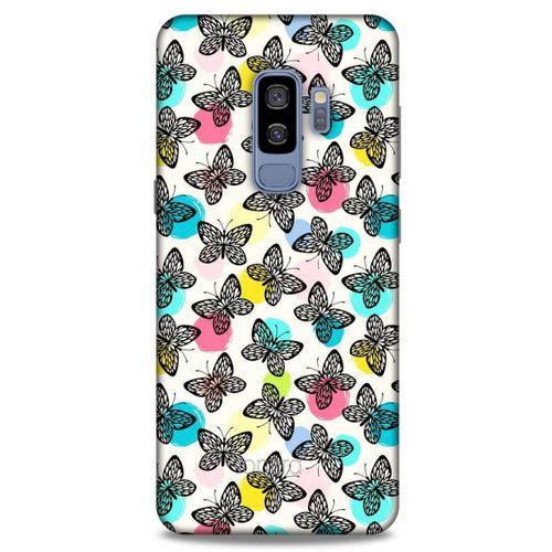 Samsung Galaxy S9 Plus Kılıf Kelebek Etkisi (36) Glitter Kılıf Sarı Pembe