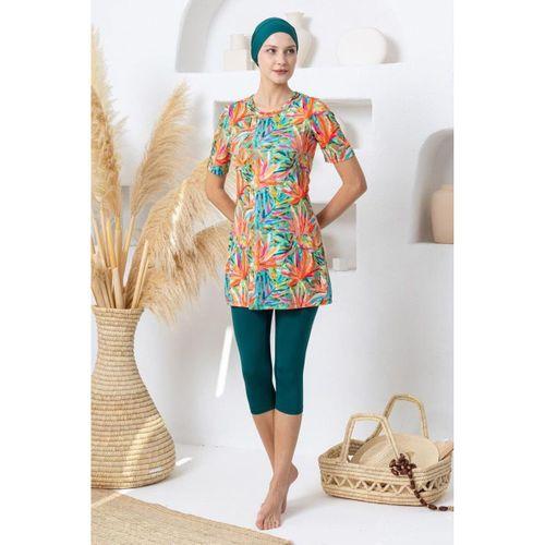 Maresiva 262602 Sugar Kısa Kol Lycralı Dijital Desen Tesettür Havuz Mayo