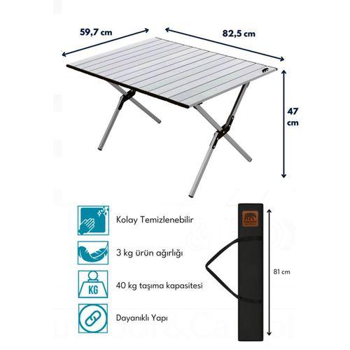Kamp Ayısı® Large Alüminyum Katlanabilir Kamp ve Piknik Masası, Çantalı, Gri