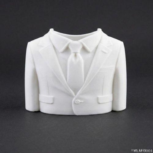 Beyaz Ceket Formlu Kravatlı Makyaj Fırçalığı Masaüstü Kozmetik Düzenleyici