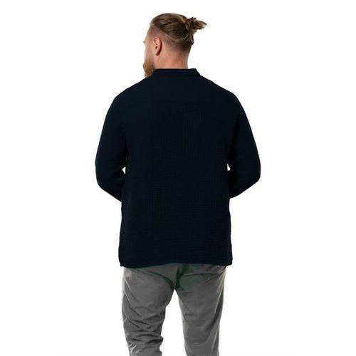 Uzun Kol Erkek Hakim Yaka Double Müslin Sonbahar ve Kışlık Sweatshirt Siyah Syh