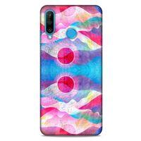 Huawei P30 Lite Kılıf Pastel Renkler (20) Koruyucu Kılıf Fuşya Mavi