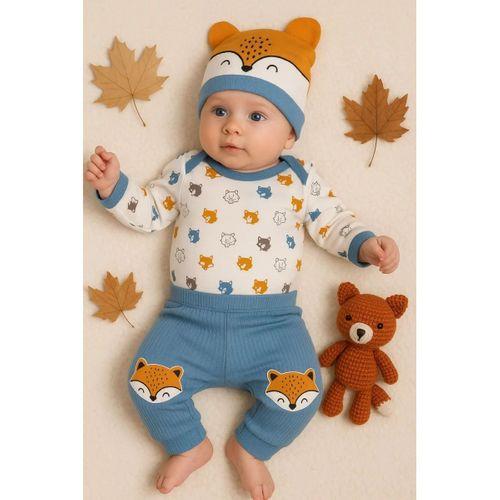 Little Fox Desenli 3'lü % 100 Pamuklu Erkek Takım