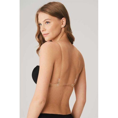 Kadın Balenli Destekli Dolgulu Askısız Straplez Sırtı Şeffaf Sırt Dekoltesi Sütyeni