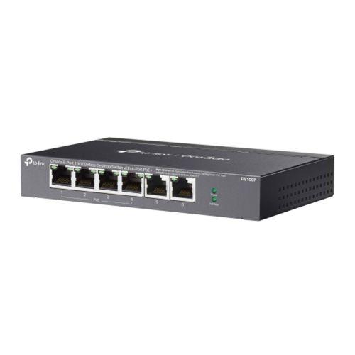 OMADA DS106P, 6 Port Gigabit,  4 Port Gigabit PoE+, 67W, Yönetilemez, Masaüstü Metal Kasa Sessiz Switch
