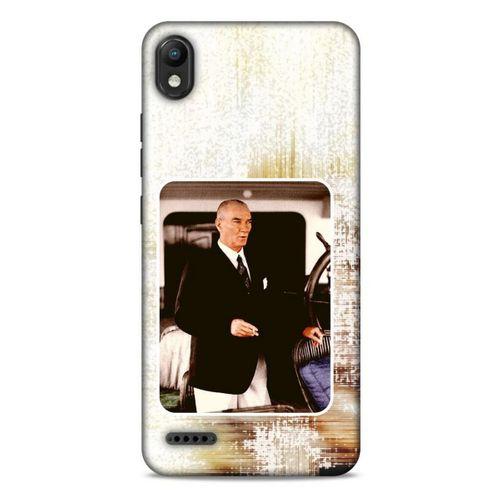 LG K20 2019 Kılıf Atatürk (24) Darbe Emici Kılıf Eskitilmiş Beyaz