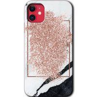 iPhone 11 Kılıf HD Desen Baskılı Arka Kapak - Simli Mermer