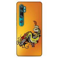 Xiaomi Mi Note 10 Kılıf Dragons (28) Arka Kapak Tatoo Sarı Ejderha