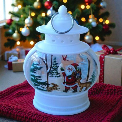 VIP OVAL BEYAZ NOEL BABA YILBAŞI FENERİ GÜN IŞIĞI LED IŞIKLI FENER YILBAŞI HEDİYELERİ 14X8X4 CM