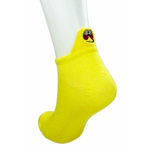 6 Çift Emoji Desen Nakış Baskılı Kadın Pamuklu Bilek Çorap