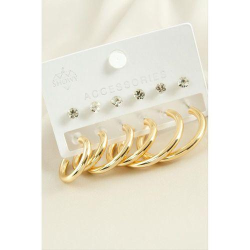 12 Adet Boru Taşlı Halka Küpe